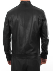Men Bomber Jacket In Lambskin Leather In Black - Image 2
