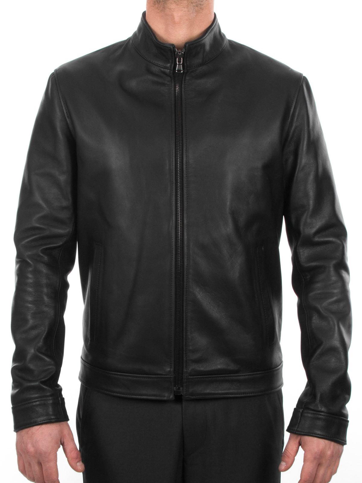 Black-Men-Bomber-jacket-in-Lambskin-Leather-Featured-1.jpg Men Bomber Jacket In Lambskin Leather In Black - Image 1