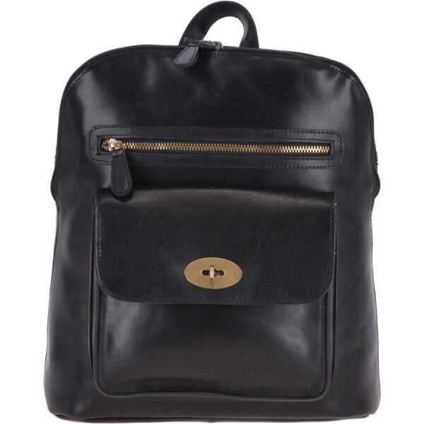 Black Real Leather Backpack