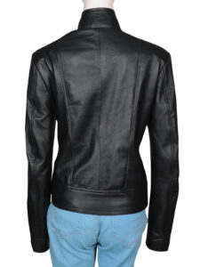 Simple Women Black Leather Jacket - Image 2