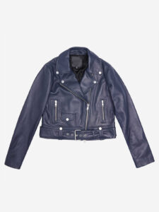Blue Lambskin Leather Jacket for Women - Mauve Tree - Image 9
