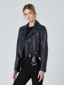 Blue Lambskin Leather Jacket for Women - Mauve Tree - Image 5