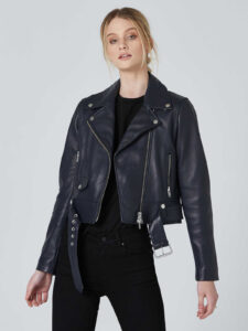 Blue Lambskin Leather Jacket for Women - Mauve Tree - Image 3