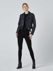 Blue Lambskin Leather Jacket for Women - Mauve Tree - Image 6