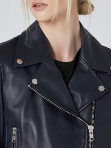 Blue Lambskin Leather Jacket for Women - Mauve Tree - Image 4