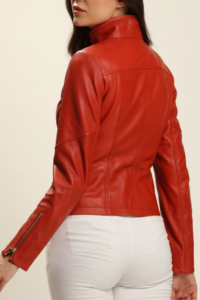 Amazing Bright Red Leather Jacket For Women - Mauve Tree - Image 2