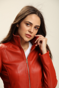 Amazing Bright Red Leather Jacket For Women - Mauve Tree - Image 3