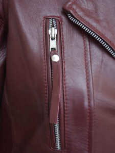 Women Maroon Leather Jacket - Image 5