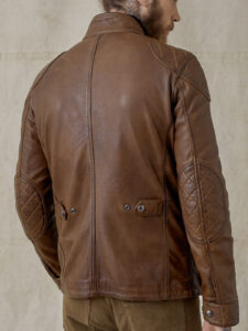 Men Lambskin Leather Field Jacket In Walnut Color - Mauve Tree - Image 2