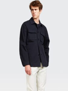Men Navy Blue Fleece Coat - Image 3