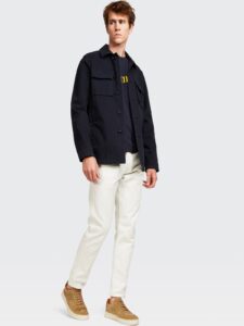 Men Navy Blue Fleece Coat