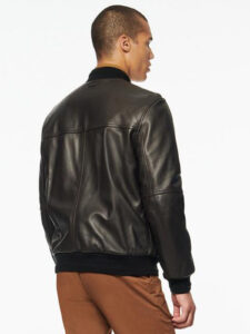Mens Captivating Black Baseball Lambskin Leather Jacket - Image 3