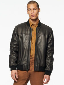 Mens Captivating Black Baseball Lambskin Leather Jacket - Image 2