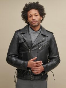 Classic Men's Black Leather Rider Jacket - Mauve Tree