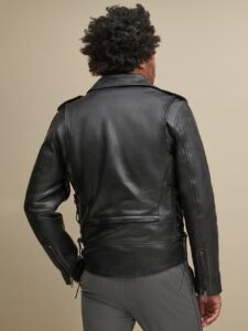 Classic Men's Black Leather Rider Jacket - Mauve Tree - Image 3