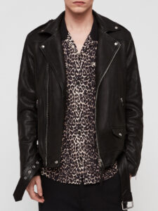 Mens Classy Bold Black Biker Real Leather Jacket - Image 2
