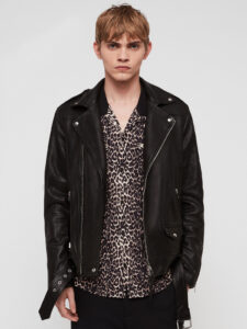 Mens Classy Bold Black Biker Real Leather Jacket