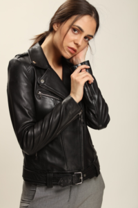 Womens Cool And Classic Black Biker Leather Jacket
