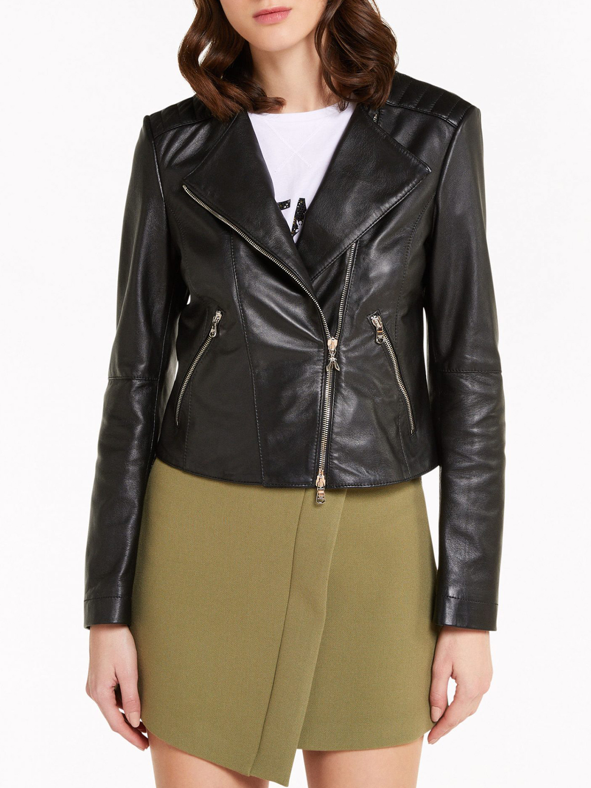 Crew-Neck-WomenE28099s-Black-Leather-Jacket-zoom.jpg Crew Neck Womens Black Leather Jacket - Image 1