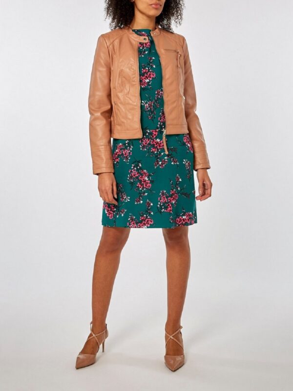 Women Slim Fit Brown Leather Jacket