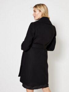 Women Black Wool Belt Coat - Image 2