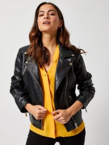 Women Black Rider Leather Jacket - Image 3