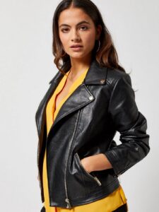 Women Black Rider Leather Jacket - Image 4