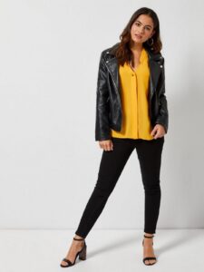 Women Black Rider Leather Jacket - Image 5