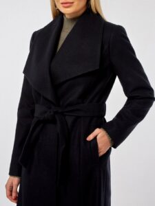 Women Navy Blue Wool Coat - Image 4