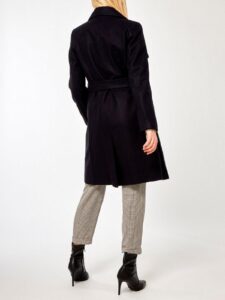 Women Navy Blue Wool Coat - Image 2