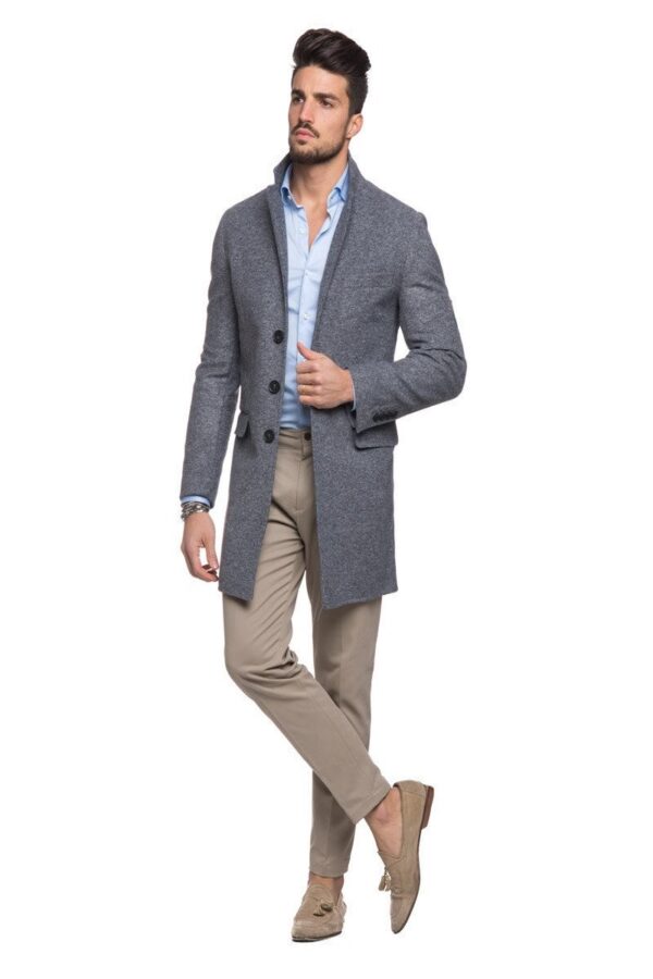 Men Sliver Grey Trench