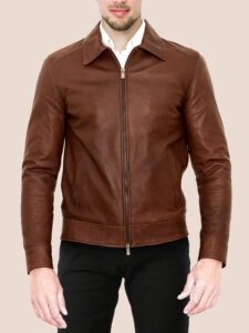 Dark Brown Classic Leather Jacket For Men - Mauve Tree