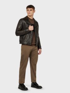 Men Dark Brown Leather Jacket - Mauve Tree - Image 3
