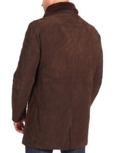 Dark Brown Suede Lamb Leather Coat Detachable Quilt for Men - Mauve Tree - Image 3