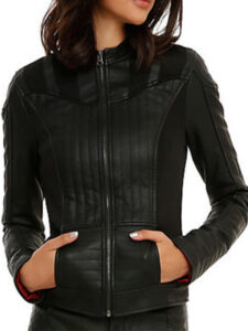 Women Slim Fit Black Leather Jacket