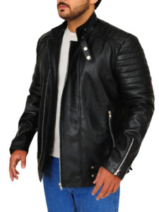 Pitch Black Snap Tab Leather Jacket - Mauve Tree - Image 4