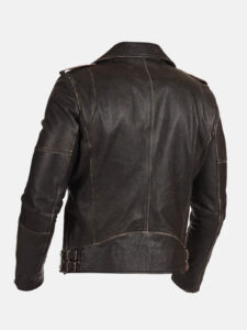 Distressed Vintage Leather Jacket For Men - Mauve Tree - Image 3