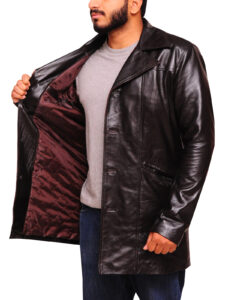 Shiny Brown Leather Coat - Image 4