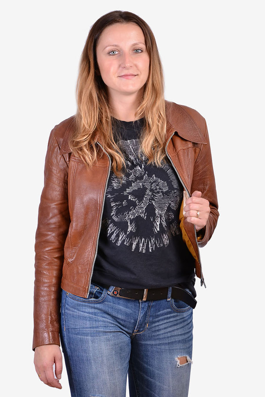 Dusky-Brown-Womens-Leather-Bomber-Jacket.jpg Dusky Brown Womens Leather Bomber Jacket - Image 1