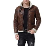Men Brown Bomber Fur Jacket