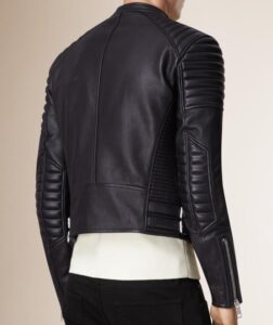 Men Padded Biker Leather Jacket - Image 2
