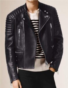 Men Padded Biker Leather Jacket