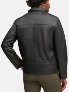 Elegant Black Best Biker Faux Leather Jacket For Men - Image 2