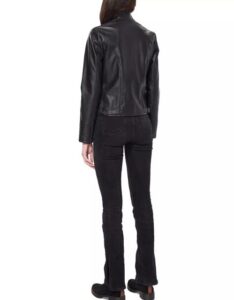 Black Biker Style Faux Leather Jacket For Women - Image 4