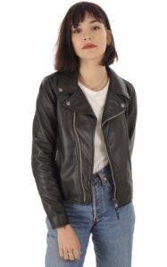 Stylish Black Real Leather Jacket For Women