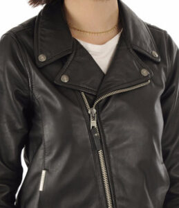 Stylish Black Real Leather Jacket For Women - Image 4