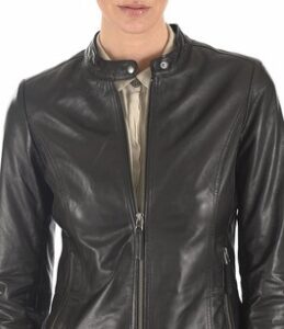 Women Beautiful Black Lambskin Leather Jacket - Image 3