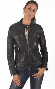 Women Perfect Black Lambskin Leather Jacket - Image 4