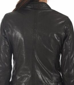 Women Perfect Black Lambskin Leather Jacket - Image 3