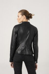 Biker Style Women Casual Black Leather Jacket - Image 3